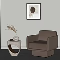 Modern Single Sofa Side Table Leather Single Sofa Decorative Painting Ornaments 3d model