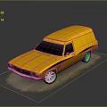 Yellow Classic Van With Black Stripes And Shiny Wheels On Sandy Ground