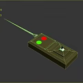 Computer Peripheral Device With Brown Housing Green Red Buttons And Long Thin Cable 3d model