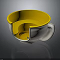 Creative White Cup Shaped Living Item With Yellow Interior And Handle