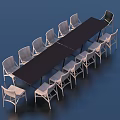 Modern Black Long Conference Table With White Chairs In Indoor Design