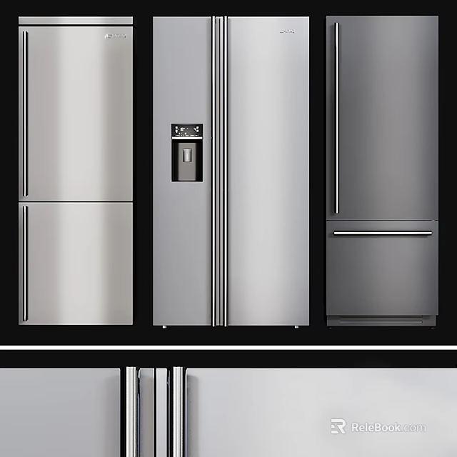 Sleek Modern Refrigerators And Freezers With Stainless Steel Finish For Kitchen Areas 3d model 