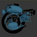 Futuristic Glowing Motorcycle With Transparent Blue Green Body And Reflective Wheels