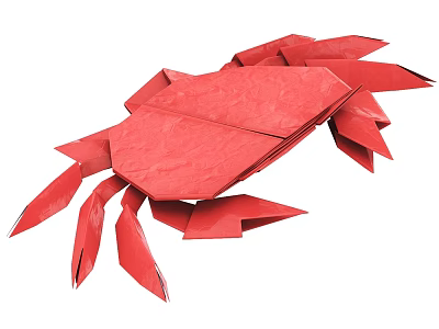 Red Origami Crab Decorative Ornament Set With Handmade Paper Craft Design 3d model