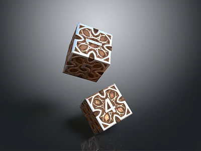 Decorative Metallic Cubes With Intricate Patterns And Letter A Design For Home Decor 3d model