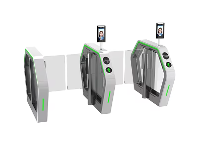 Commercial Smart Turnstile Equipment With Facial Recognition Screens And Security Gates 3d model