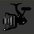 Black Modern Fishing Reel With Ergonomic Handle And Smooth Rotating Spool