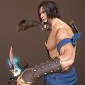 Two Male Warrior Characters With Daggers Swords Blue Cloth Brown Armor White Pants