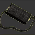 Stylish Dark Crocodile Texture Leather Handbag With Gold Hardware And Shoulder Strap
