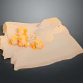 Yellow Wooden Stone Chunks And Shavings On Light Colored Surface Dark Background 3d model