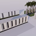 Modern Scenic Wall With Geometric Patterns White Stone And Palm Trees