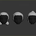Three Black Head Models With Different White Braided Hair Designs 3d model