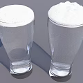 Two Clear Glasses Filled With Foamy Liquid On Dark Background With Shadows
