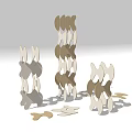 Wooden Blocks Stacked In Creative Structures With Abstract Shapes And Scattered Pieces