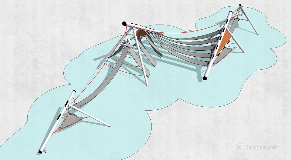 Modern Outdoor Hammock With Triangular Metal Frame And Suspended Structure Design 3d model 