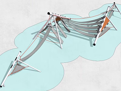Modern Outdoor Hammock With Triangular Metal Frame And Suspended Structure Design 3d model