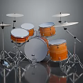 Wooden Drum Set With Multiple Drums Cymbals And Metal Stands