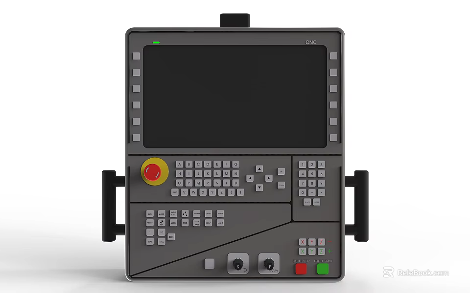 Industrial Equipment Control Panel With Large Screen Keyboard Operation Buttons And Ergonomic Handles 3d model 