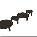 Round Wooden Coffee Table Set with Cylindrical Legs and Minimalist Design