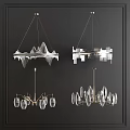 Modern Unique Design Chandeliers With Glass Elements And Metal Frames For Interior Decor
