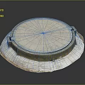 Ancient Circular Stone Carved Dial With Intricate Patterns And Base Structure 3d model