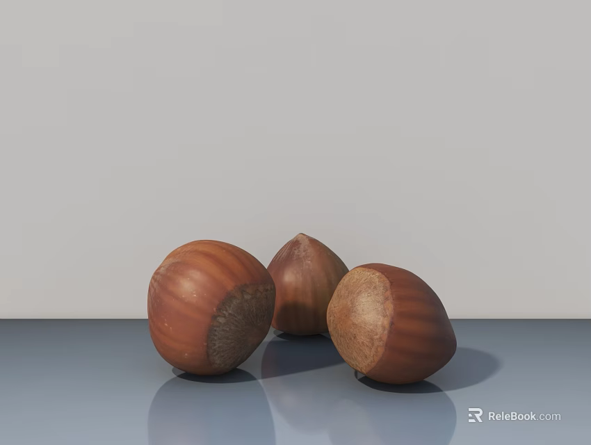 Three Brown Sweet Potatoes Placed on Gray Surface Light Gray Background 3d model