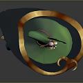 Game Movie Character Wearing Large Decorative Hat Green Accents Green Pink Dress Gold Shoes