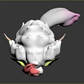 Cute Game Movie Character With Colorful Hair Pink Green Accents White Dress Pink Tail