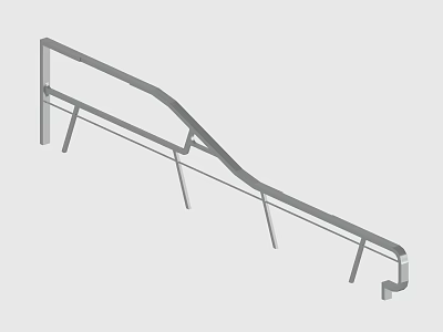 3D Model Of Curved Metal Handrail With Support Legs Architectural Structure 3d model