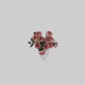Beautiful Pink Roses Arrangement In Clear Glass Vase With Green Leaves