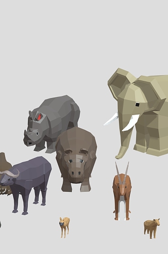 Low Poly Animal Cartoon Animal Cartoon Elephant Cartoon Giraffe Cartoon Tiger Sika Deer African Animal 3d model