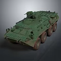 Green Armored Military Vehicle with Six Wheels Mounted Weapon and Tactical Armor Design