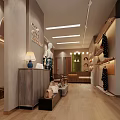 Stylish Clothing Store Interior With Mannequins Clothes Bags And Arched Lighting Designs