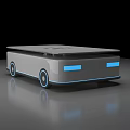 Smart Machine With Gray Square Design Blue Light Accents Circular Top Pattern And Wheels 3d model