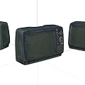 Three Old Vintage Televisions With Retro Design And Classic Style 3d model
