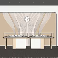 Modern Elegant Jewelry Store with Curved Wall Design Luxury Display Counters and Warm Lighting