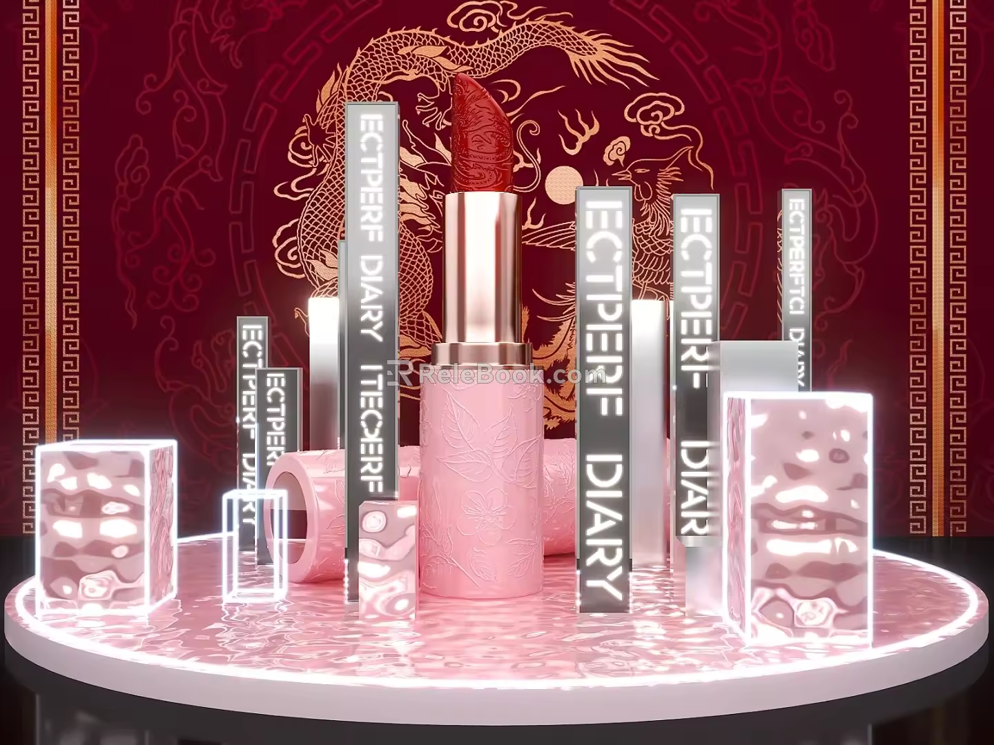Lipstick Meichen walking word screen photo clock point photo area activity DP point 3d model