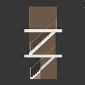 Three Tier Architectural Model With Wooden Base Glass Railings Connecting Platforms And Staircase