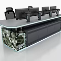 Functional Desk With Multiple Monitors Ergonomic Chairs LED Lights and Drawers