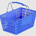 Blue Plastic Shopping Basket with Metal Handles and Perforated Design for Daily Use