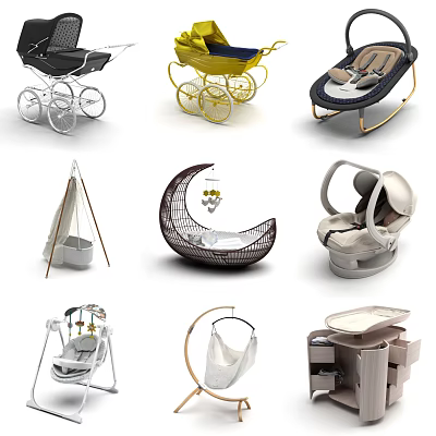 Modern crib crib combination 3d model