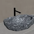Modern stone trough basin sink faucet 3d model