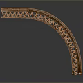 Wooden Curved Structure Model With Natural Wood Grain Texture And Support Base