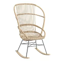 Natural Rattan Leisure Chair With Metal Rocking Frame And Comfortable Design