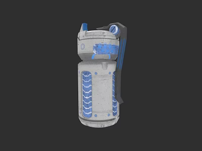 Military Grenade With Gray Body Blue Stripes Pull Ring And Grip 3d model