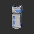 Military Grenade With Gray Body Blue Stripes Pull Ring And Grip