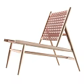 Minimalist Wooden Leisure Chair With Light Wood Frame And Woven Backrest Design