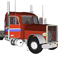 Vintage Red Heavy Duty Semi Truck With Chrome Accents And Dual Exhaust Pipes