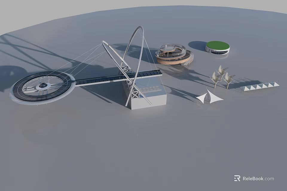 Modern Tensile Membrane Architectural Design With Innovative Structural Shapes And Landmark Elements 3d model