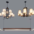 Modern Chandelier Designs Featuring Multiple Lampshades And Hanging Metal Frame Structures 3d model